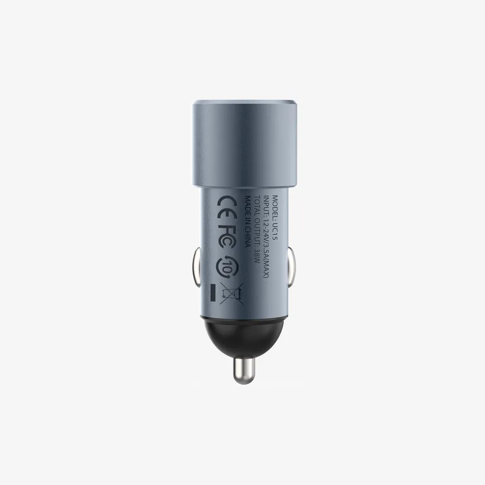 Dual Port Car Charger 38W - Space Grey