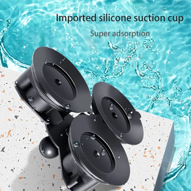 Dual Suction Cup Mount Holder with Tripod Adapter & Screw & Phone Clamp & Anti-lost Silicone Net for for GoPro, Insta360, DJI and Other Action Cameras, Smartphones(Black)