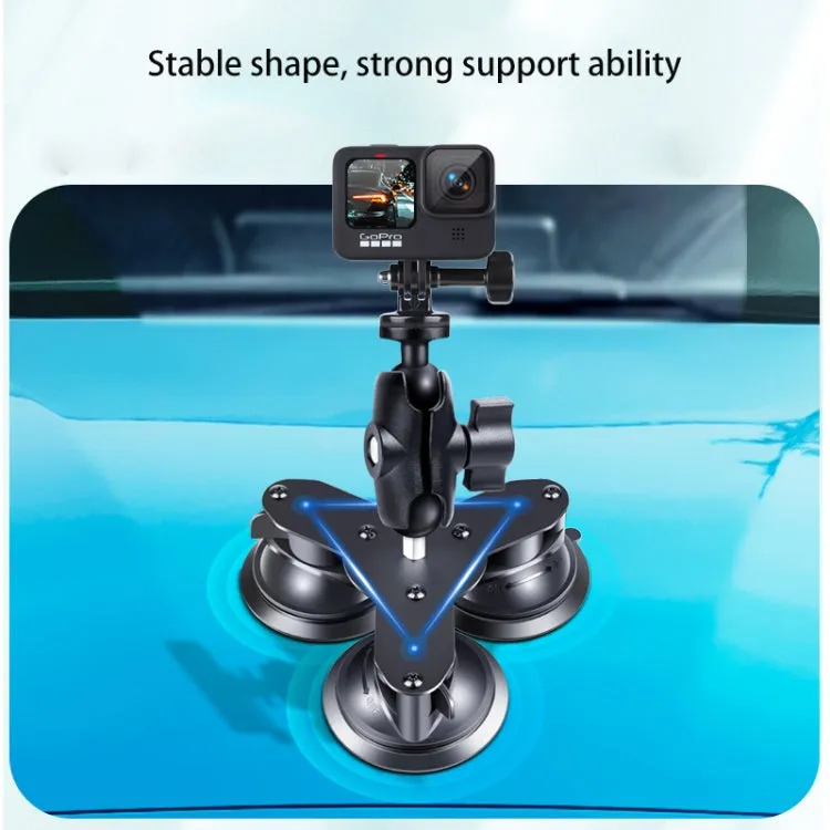 Dual Suction Cup Mount Holder with Tripod Adapter & Screw & Phone Clamp & Anti-lost Silicone Net for for GoPro, Insta360, DJI and Other Action Cameras, Smartphones(Black)