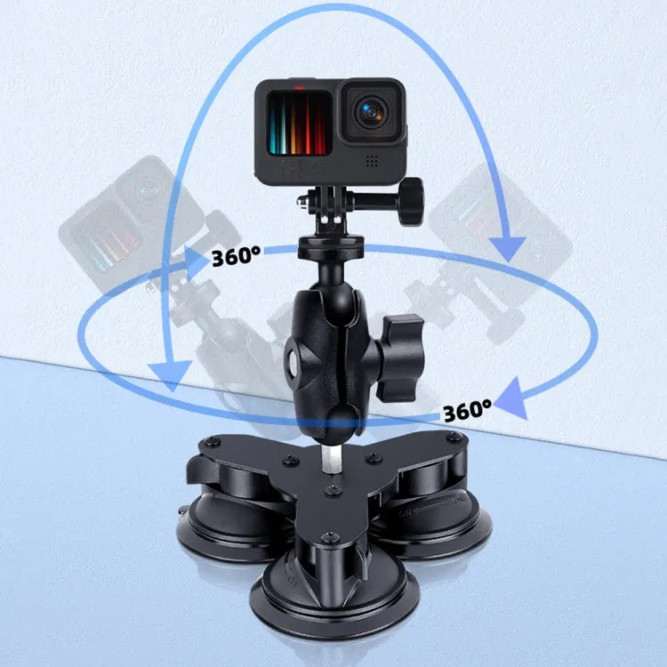 Dual Suction Cup Mount Holder with Tripod Adapter & Screw & Phone Clamp & Anti-lost Silicone Net for for GoPro, Insta360, DJI and Other Action Cameras, Smartphones(Black)