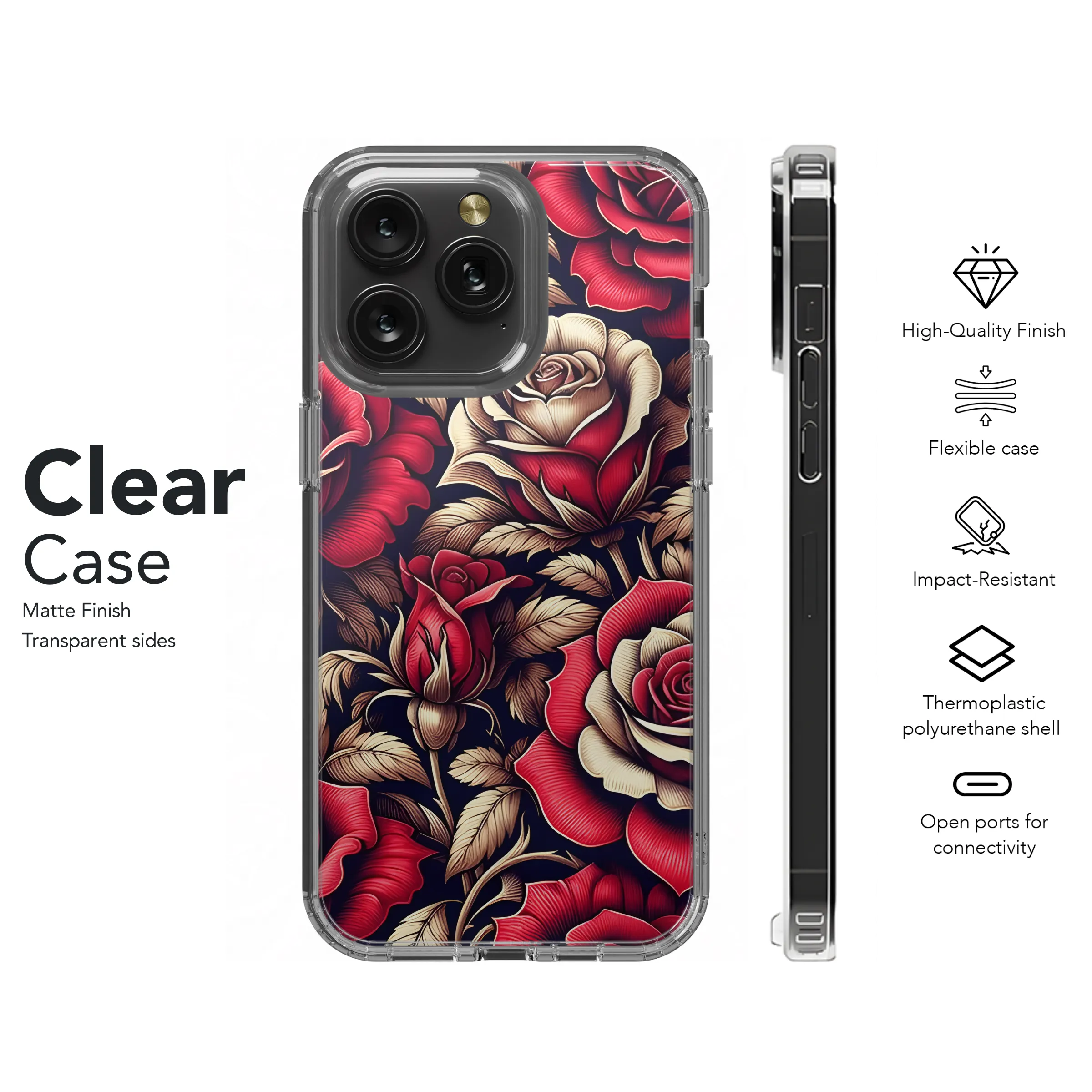 Elegant Red Rose Phone Case iPhone Samsung Cover Pixel 2737