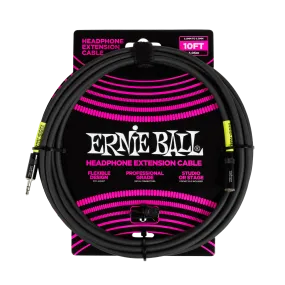 Ernie Ball Headphone Extension Cable 3.5Mm To 3.5Mm 10Ft - Black