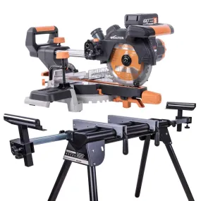 Evolution Cordless R185SMS-Li 185mm Sliding Mitre Saw & Stand Bundle