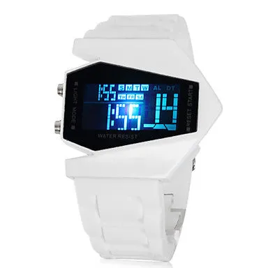 Fashion Aircraft LED Watches Digital Hours Stainless Steel Case Sports Watch Back Light rubber Strap Casual watches