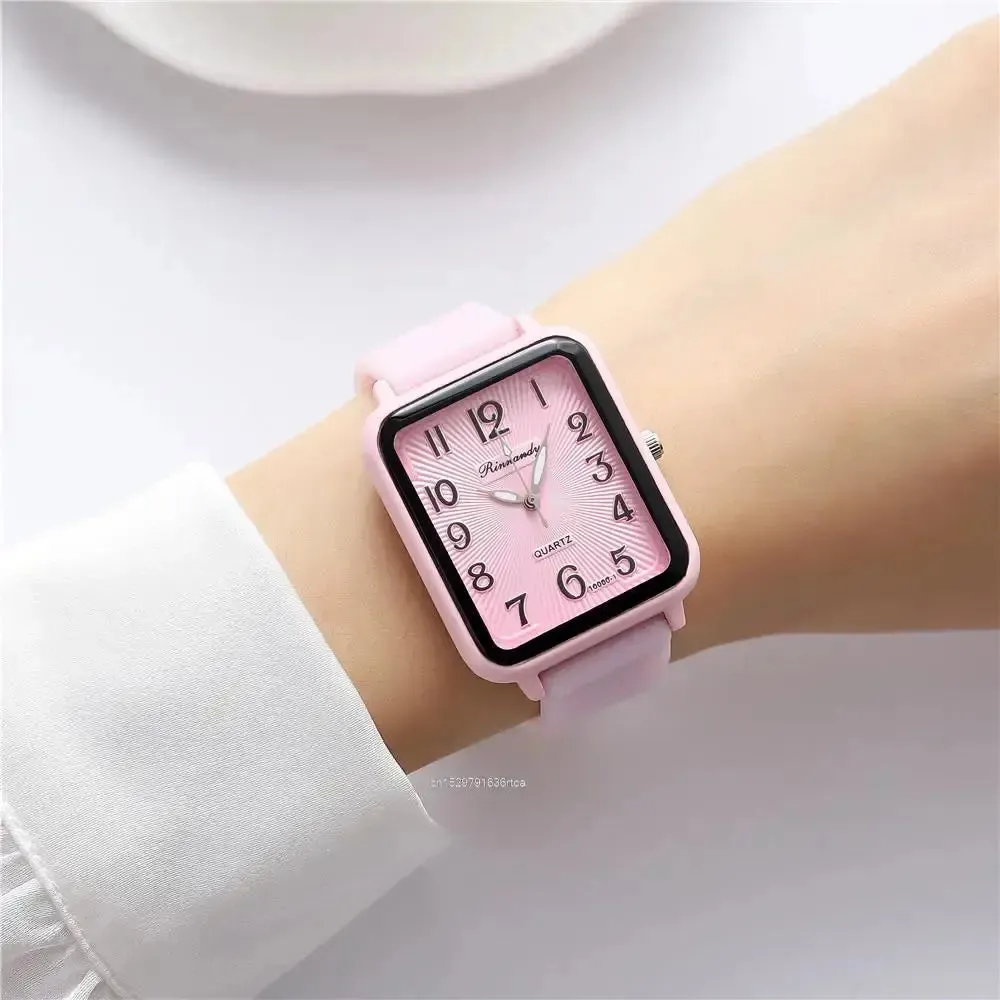 Fashion Lady Hot Sales Brands Watches Leisure Rectangle Digital Simple Women Quartz Watch Sports Silicone Strap Ladies Clock