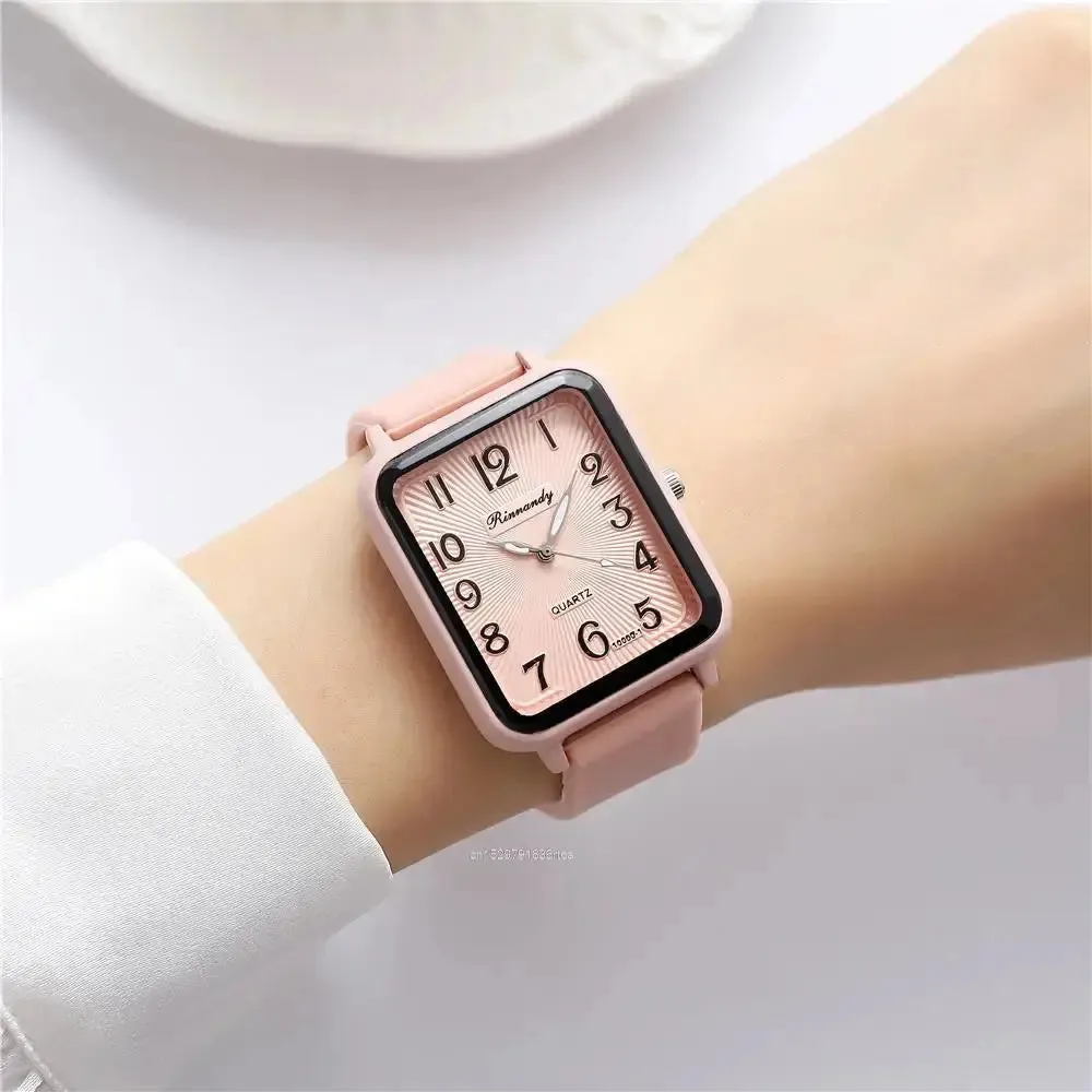 Fashion Lady Hot Sales Brands Watches Leisure Rectangle Digital Simple Women Quartz Watch Sports Silicone Strap Ladies Clock