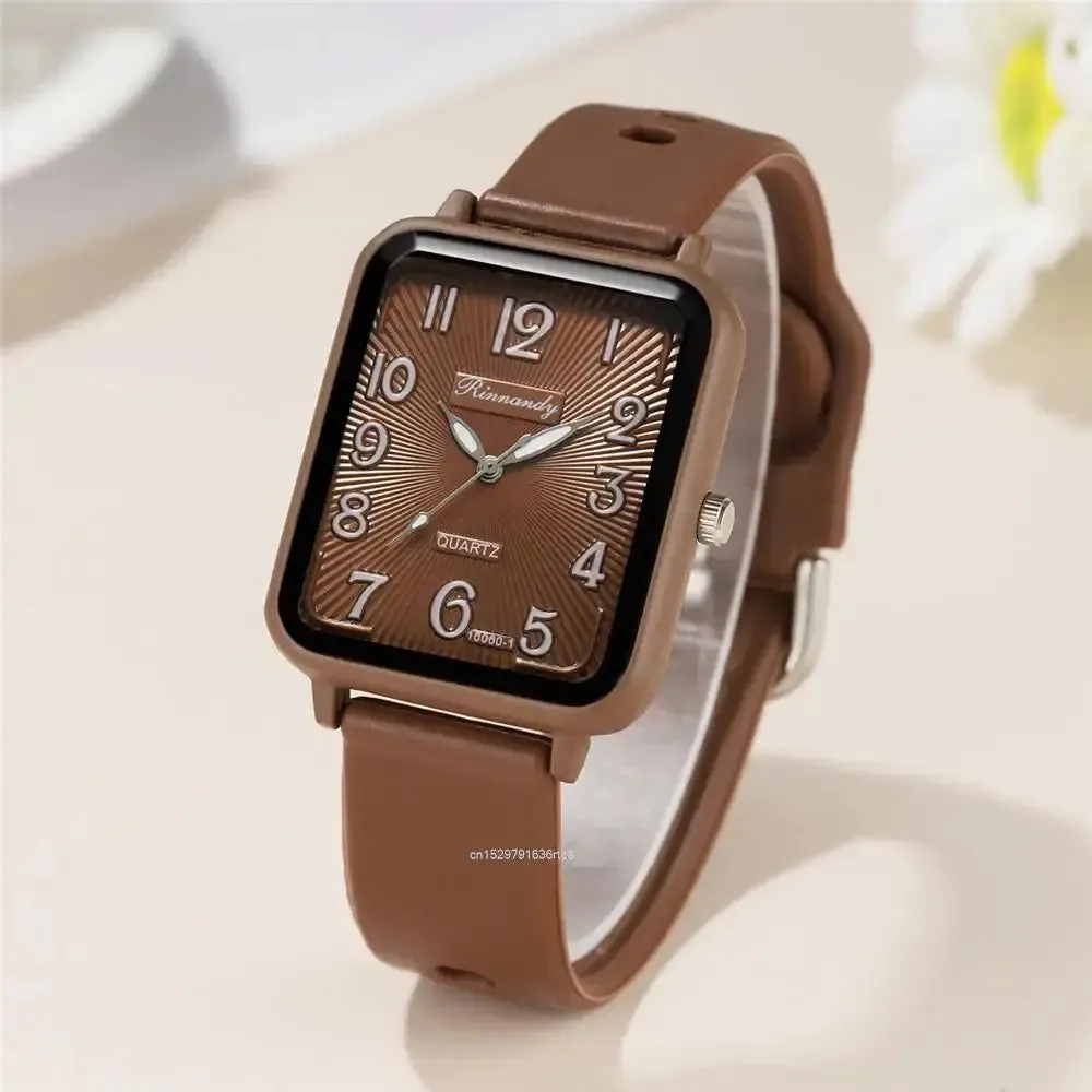 Fashion Lady Hot Sales Brands Watches Leisure Rectangle Digital Simple Women Quartz Watch Sports Silicone Strap Ladies Clock