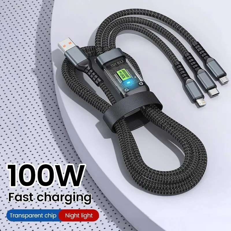 Fast Charger iphone 3-in-1 100W-5A Type-C Samsung Xiaomi Huawei