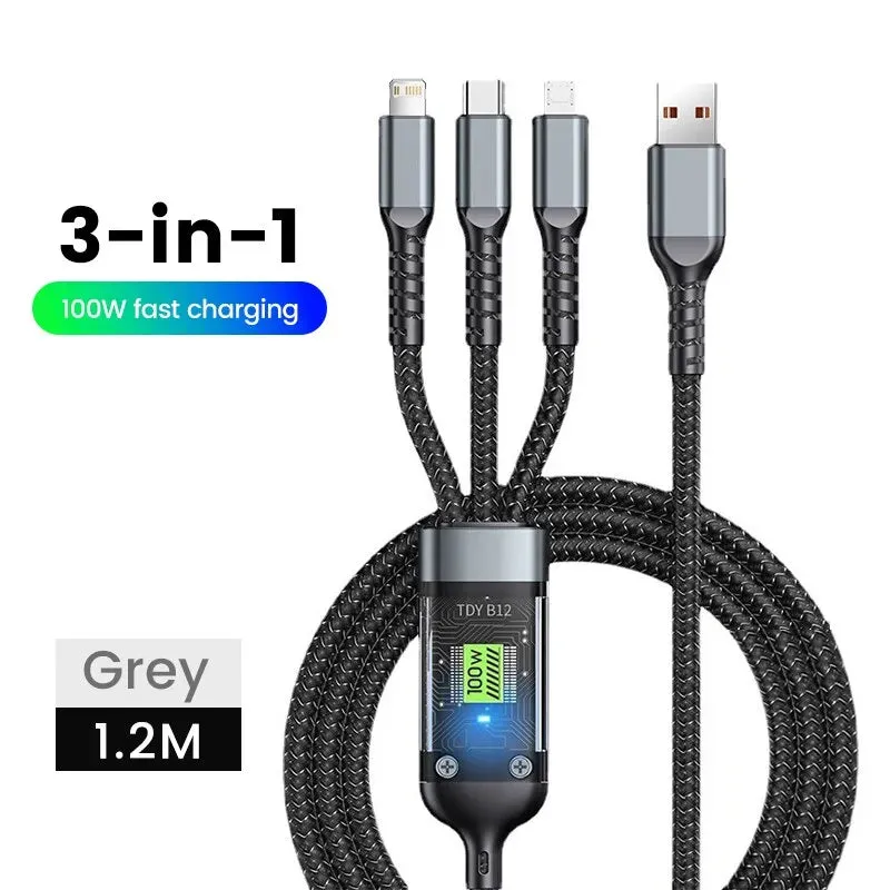 Fast Charger iphone 3-in-1 100W-5A Type-C Samsung Xiaomi Huawei