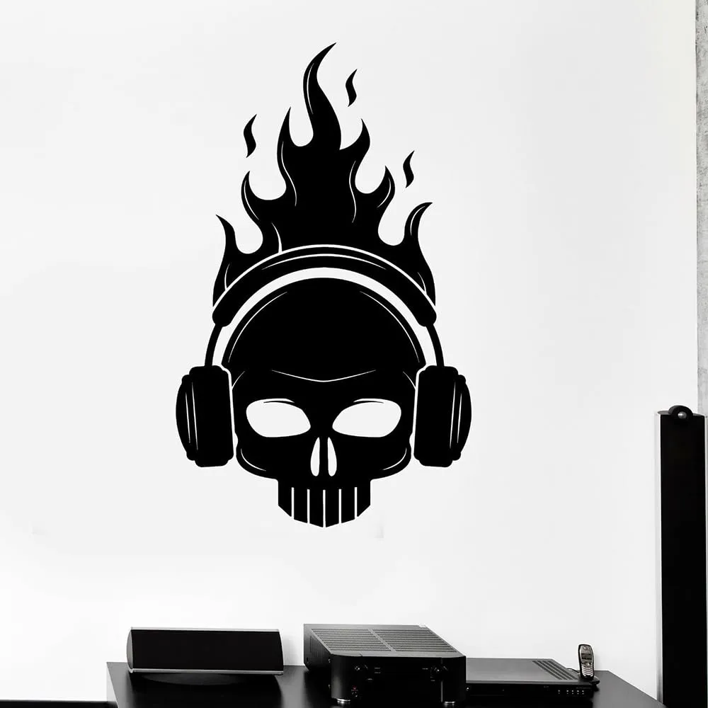 GADGETS WRAP Wall Decal Vinyl Sticker Skull Headphones for Office Home Wall Decoration