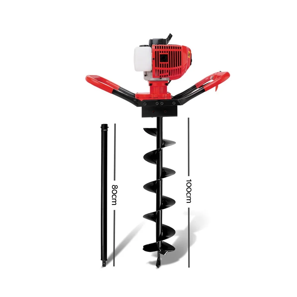 Giantz 66CC Petrol Post Hole Digger Drill Borer Fence Extension Auger Bits