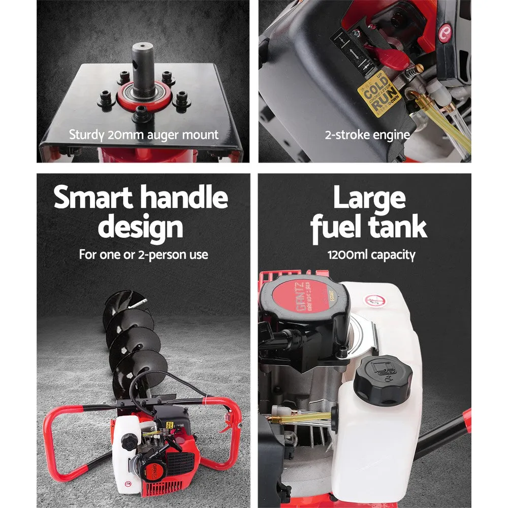 Giantz 66CC Petrol Post Hole Digger Drill Borer Fence Extension Auger Bits