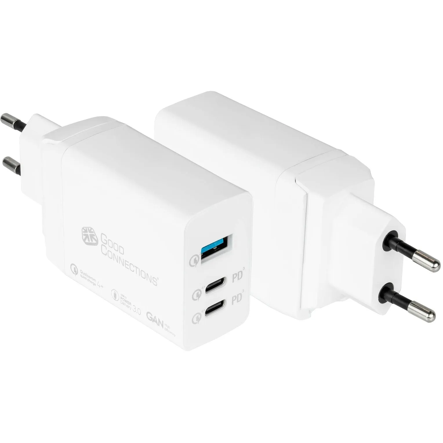 Goodconnections Charger 65W 3-Port 2Xusb-C/Usb-A Qc3.0 Weiß