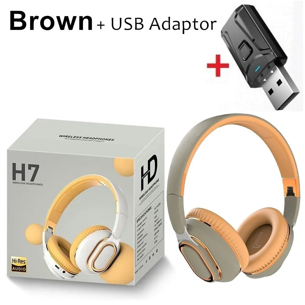 H7 Tv Bluetooth Headphones Wireless Headphon with Mic USB Adaptor Headset Noise Cancelling Stereo Foldable Bass for TV Earphone