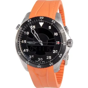 Hamilton H64554431 Khaki Flight Chronograph Black Dial Orange Rubber Men Watches