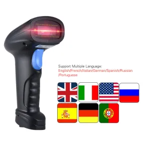 Handheld 2.4G Wireless 1D/2D/QR Barcode Scanner Bar Code Reader with USB Receiver 2100 Code Storage Capacity for POS PC Android IOS