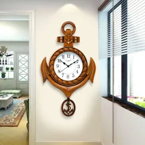 Harbour Analog Latest Stylish New Models Wall Clock with Pendulum for Home Living Room Hall Bedroom (Size Height 42 CM X Width 30.5 CM)- Home Decor Big Size Wall Clock-Went (lite Brown)