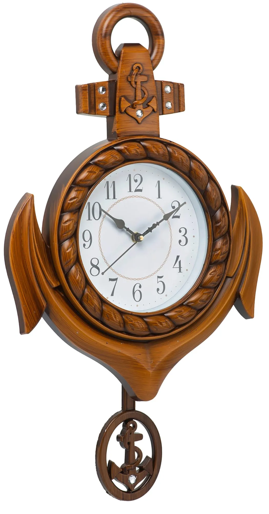 Harbour Analog Latest Stylish New Models Wall Clock with Pendulum for Home Living Room Hall Bedroom (Size Height 42 CM X Width 30.5 CM)- Home Decor Big Size Wall Clock-Went (lite Brown)