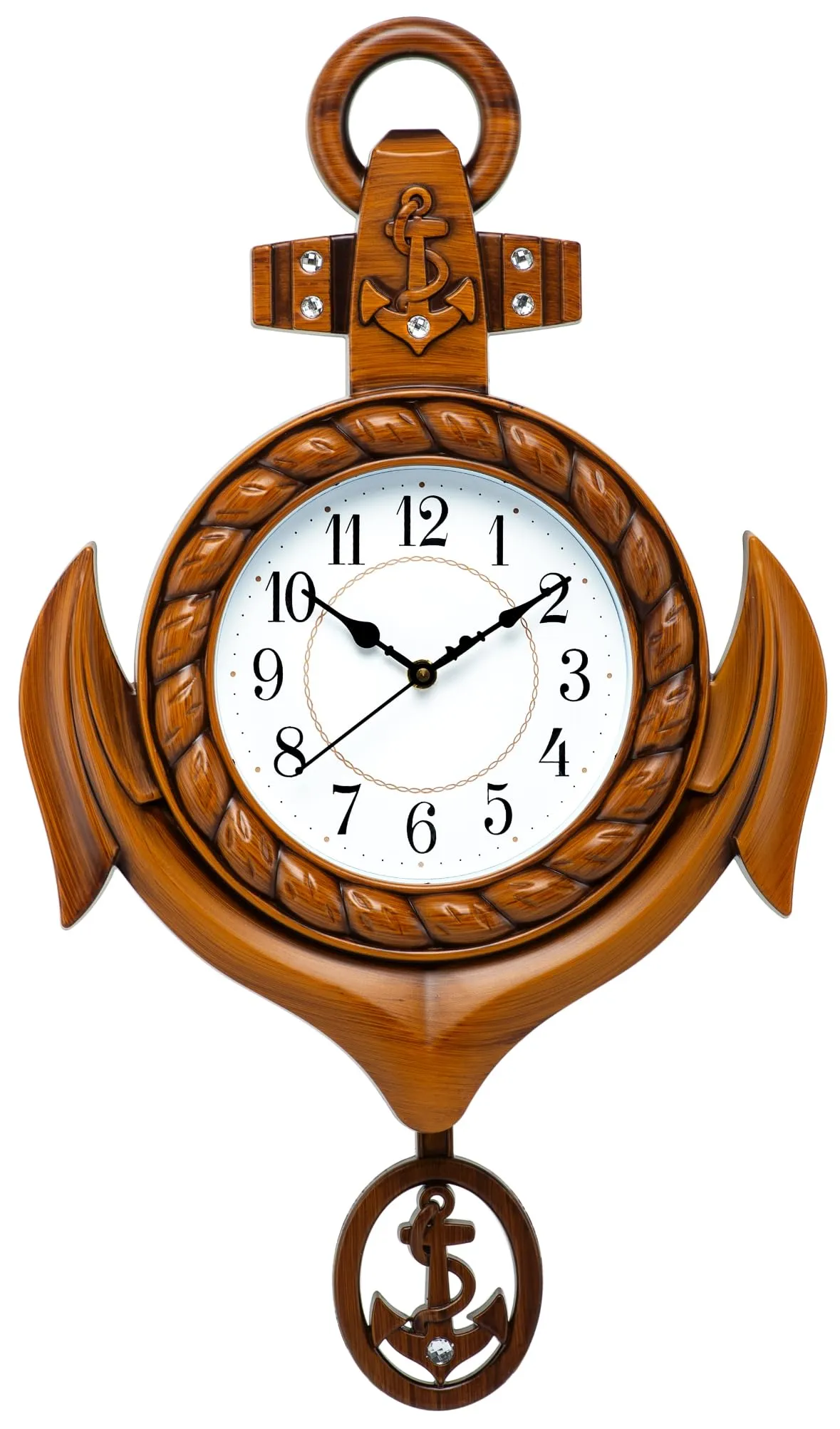 Harbour Analog Latest Stylish New Models Wall Clock with Pendulum for Home Living Room Hall Bedroom (Size Height 42 CM X Width 30.5 CM)- Home Decor Big Size Wall Clock-Went (lite Brown)