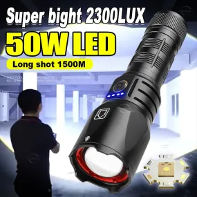 High Power LED Flashlights TypeC Ultra Powerful Rechargeable Flashlight 1500M Tactical Lantern Long Shot Torch For Camping