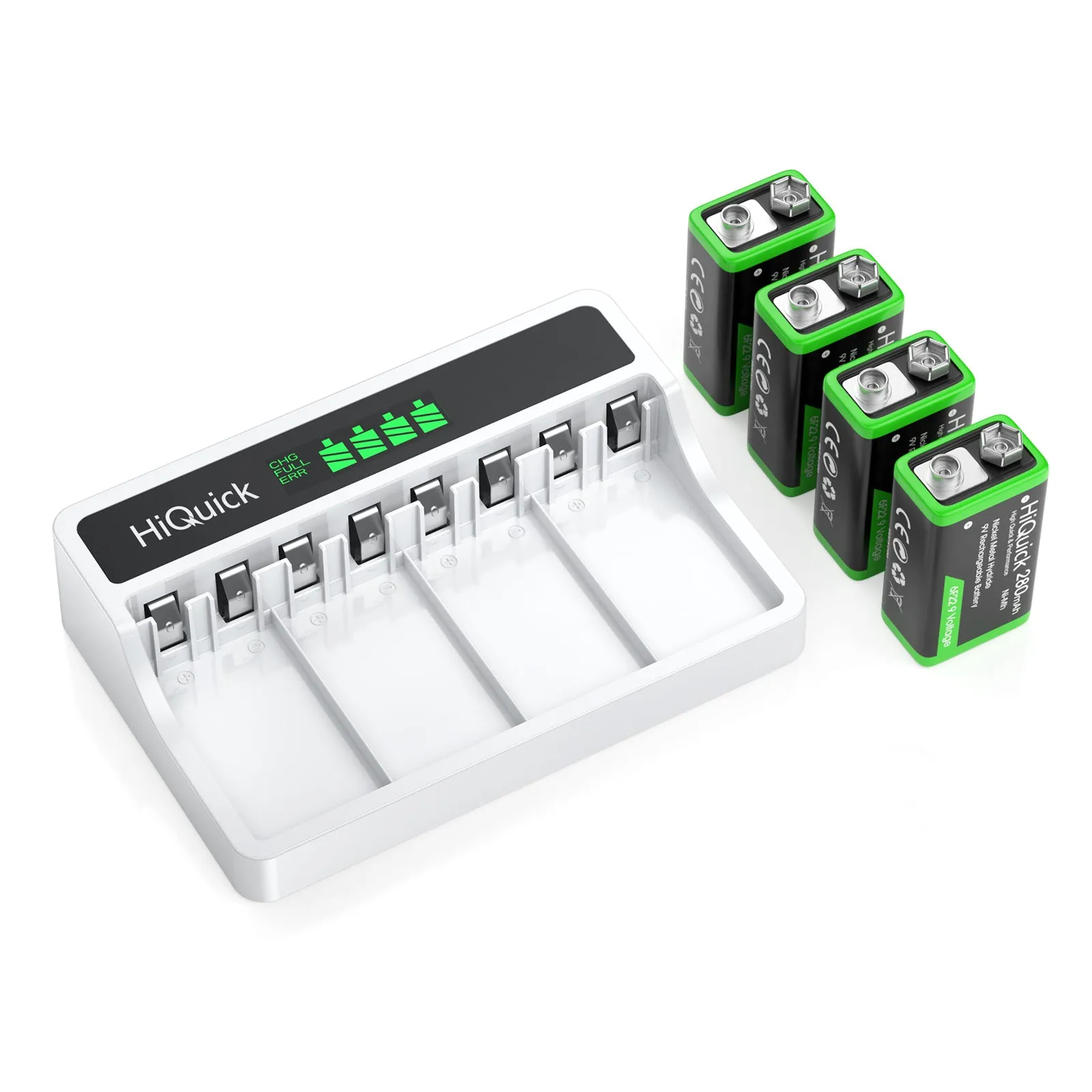 HiQuick 9V Ni-Mh/Li-Ion Batteries with LCD 9V Battery Charger