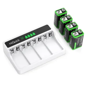 HiQuick 9V Ni-Mh/Li-Ion Batteries with LCD 9V Battery Charger