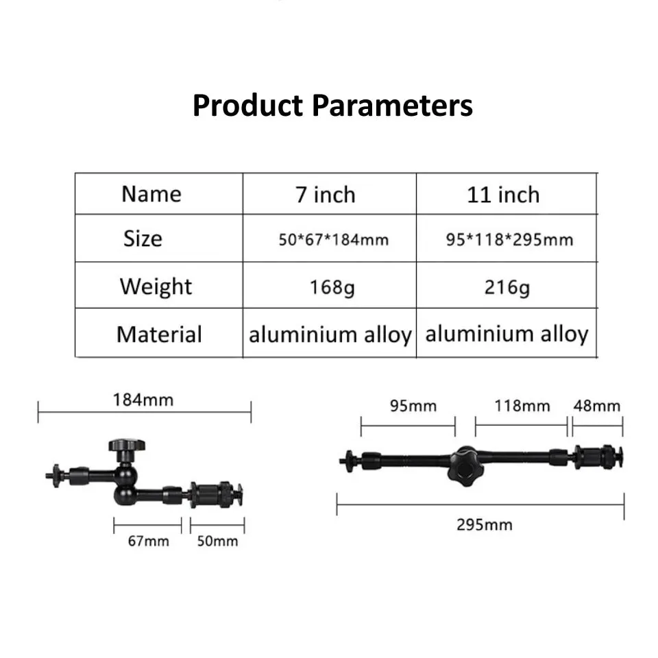Hridz 11inch Metal Articulating Magic Arm with cold shoe Super Crab Clamp Holder Stand
