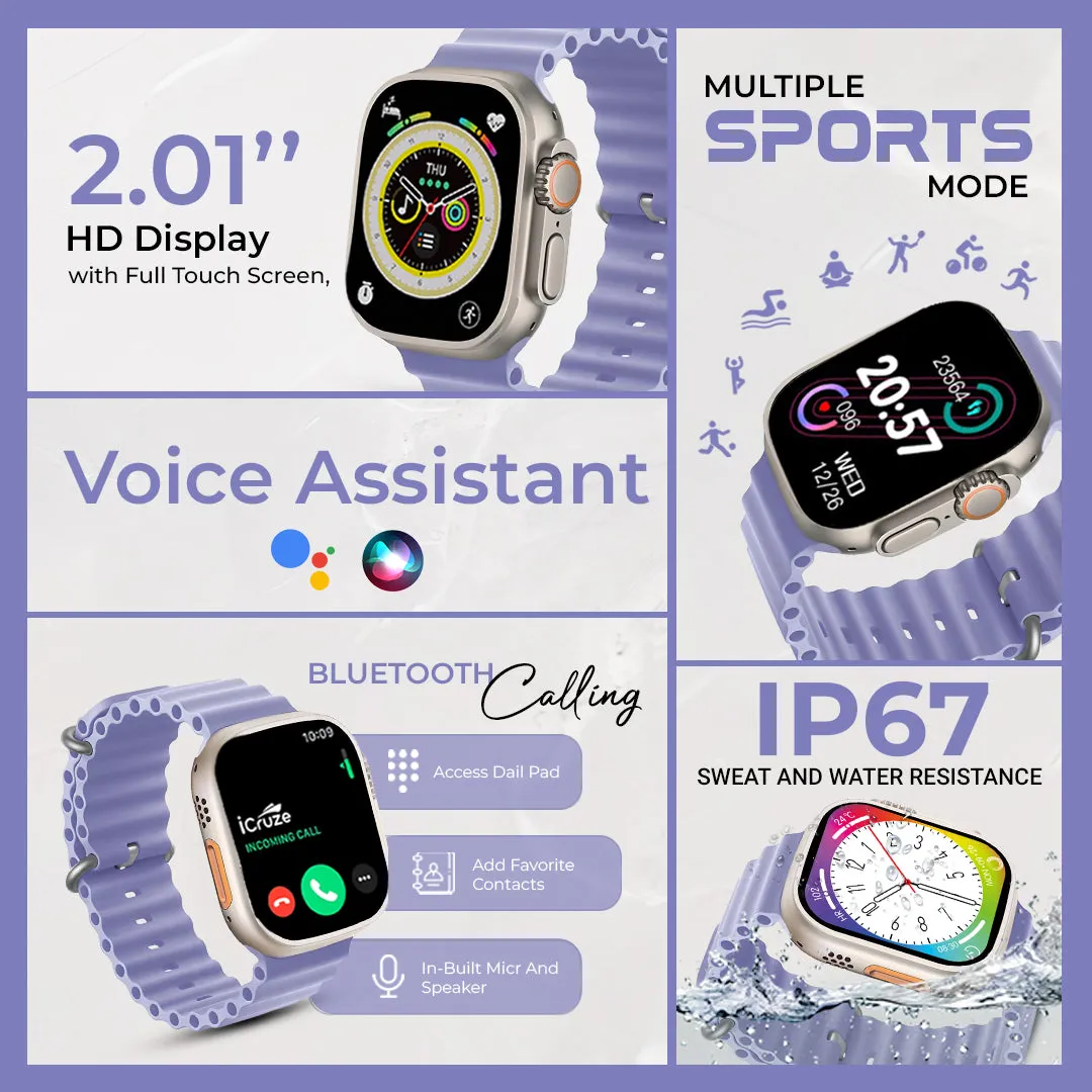 iCruze Pronto Max  BT Calling Smart watch With (Purple)