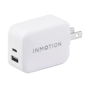 InMotion (20W/3A) Fast 2 Port Wall Charger with USB-A and USB-C Ports - White