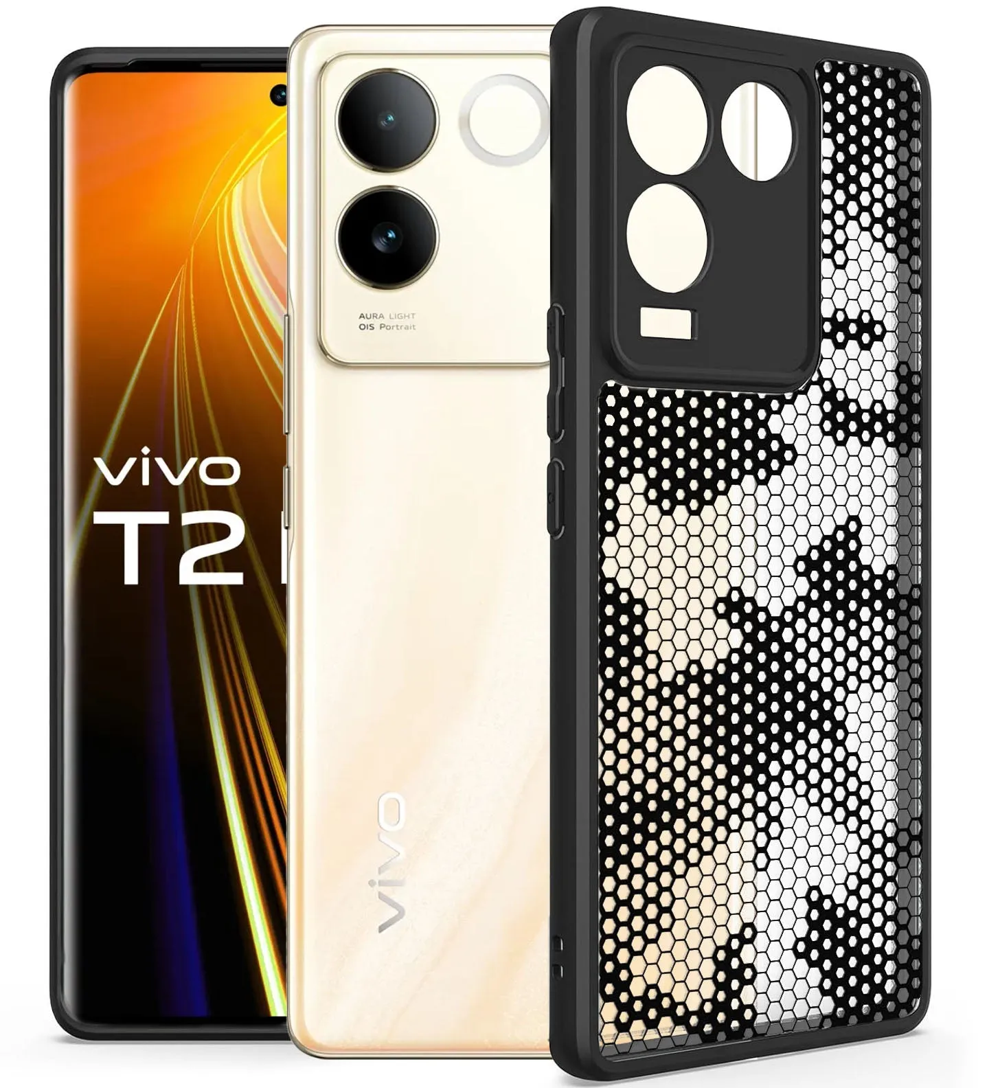 IQOO Z7 Pro/Vivo T2 Pro (FOSO) Back Cover Case - Black (Honeycomb)