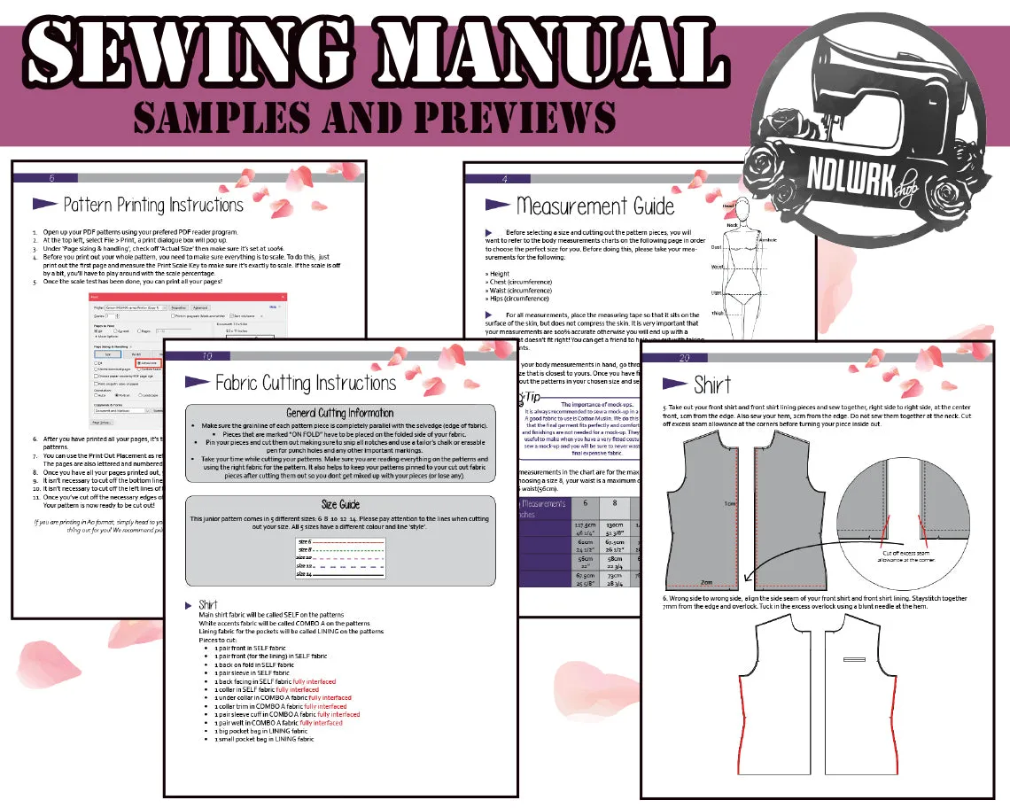 JUNIOR Japanese School Boy Shirt Sewing Pattern/Downloadable PDF File and Tutorial Book