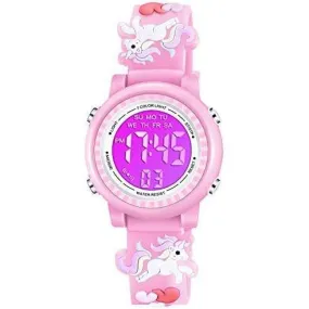 Kids Watches Waterproof 3D Cute Cartoon Digital Girl Watch - Pink