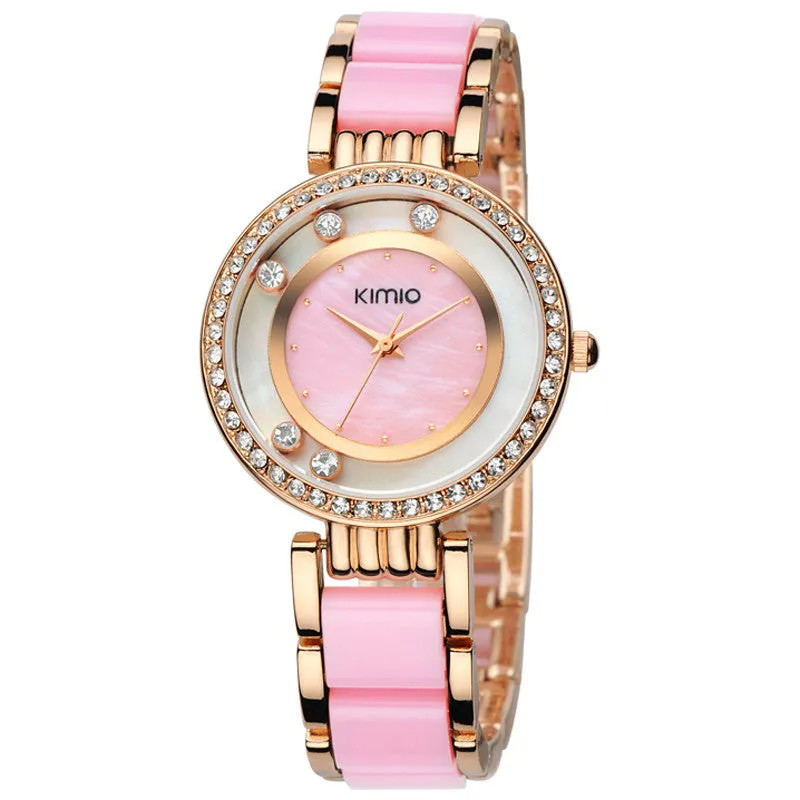 KIMIO relogios feminino fashions Lady Watches Shell Dial Brand Top Quality Luxury Quartz Watch Women Wristwatch