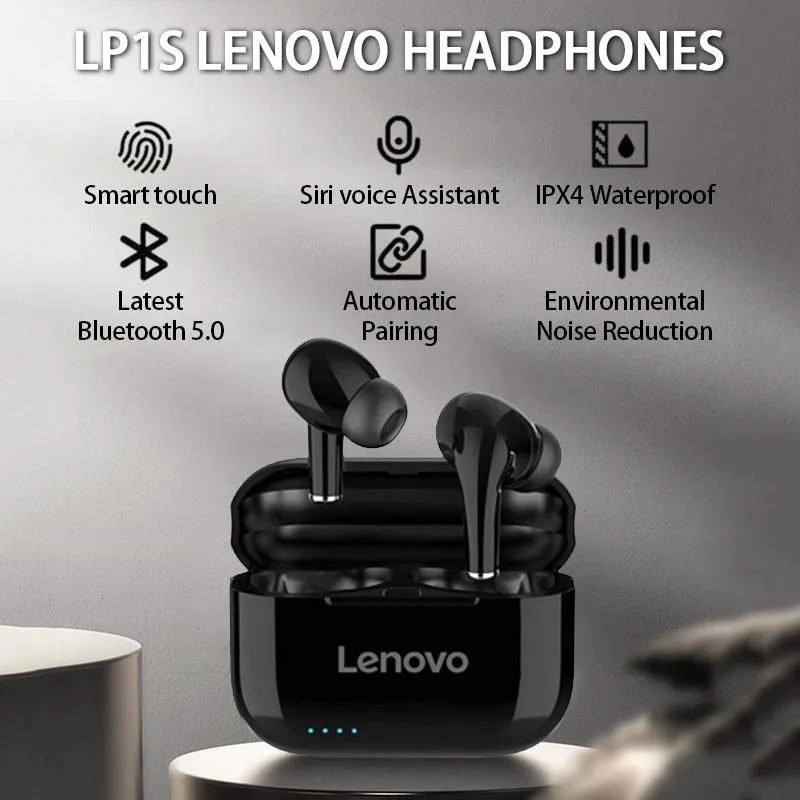 Lenovo LP1S Bluetooth Earphone HD Stereo noise cancelling Wireless Headset Sports TWS Earbuds HiFi With Mic Wireless earbuds