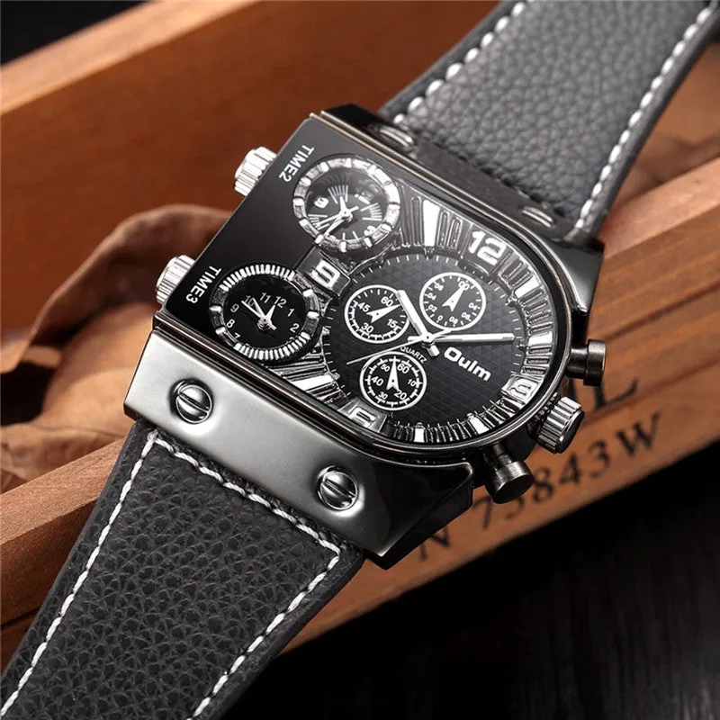 Luxury Men Watch Leather Wrist Watch For Men Waterproof Watches Military Clock Male Army Leather Big Face Quartz-watch