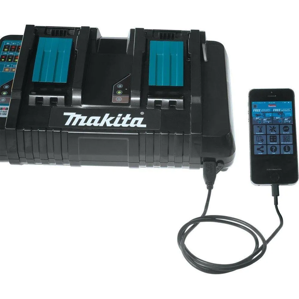 Makita DC18RD 18V Lithium-Ion Dual Port Rapid Optimum Charger with USB Port