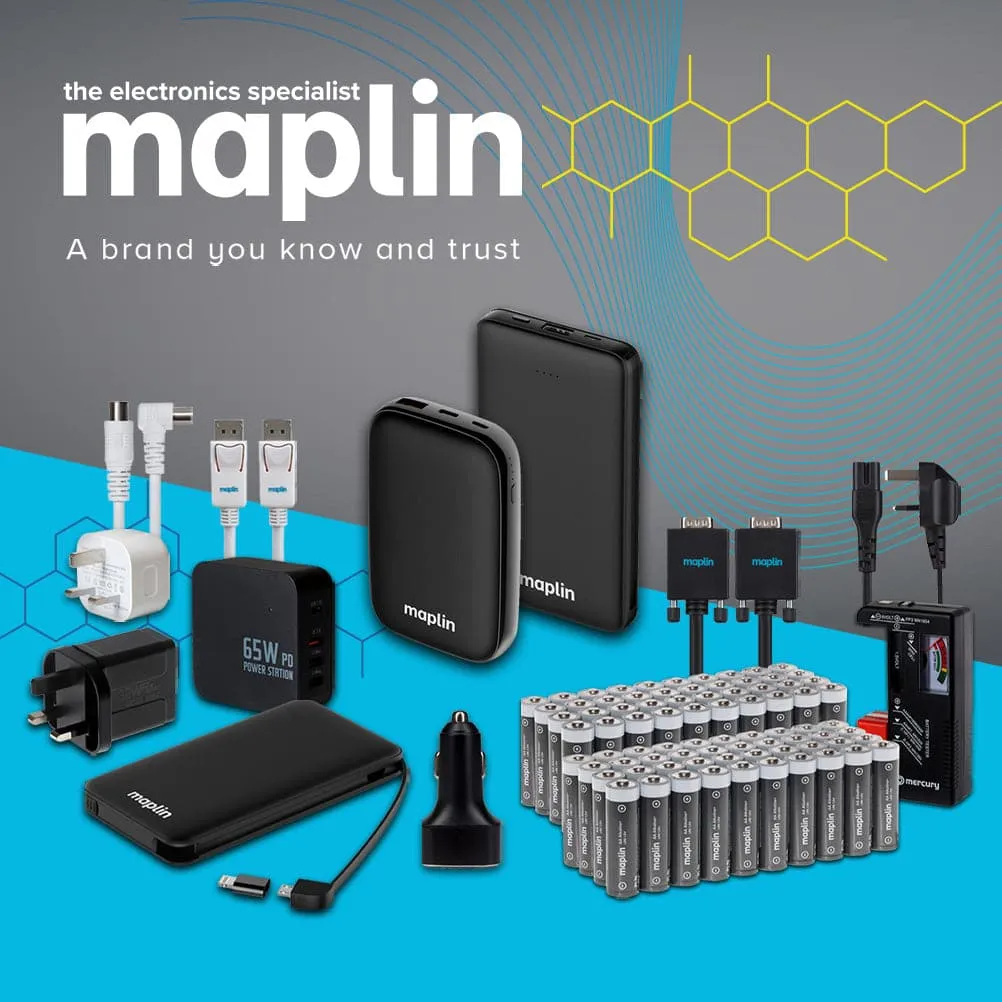 Maplin 5 Port (1x USB-C PD / 4x USB-A 3.0 QC) 60W High Speed USB Charger with 1.6m Cable