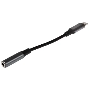 Maplin Lightning to 3.5mm Female Headphone Jack Audio Adapter - Black, 5cm