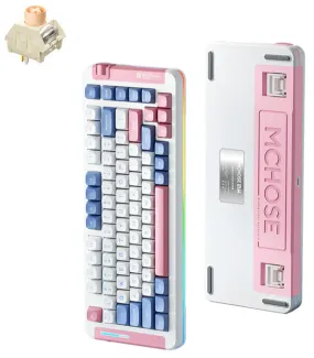 MCHOSE X75 RGB Hot-Swappable 75% Layout 三模無線機械鍵盤 (琉光冰淇淋軸) - Pink and Blue 粉雪海域色