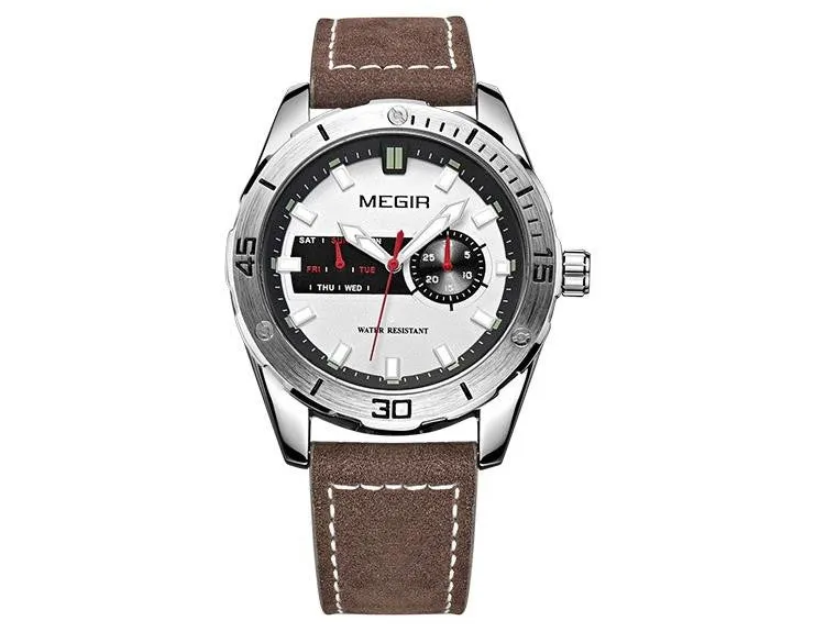 Megir hot men's watches fashion leather quartz watch man relogio top brand wrist watch luxury male luminous hour