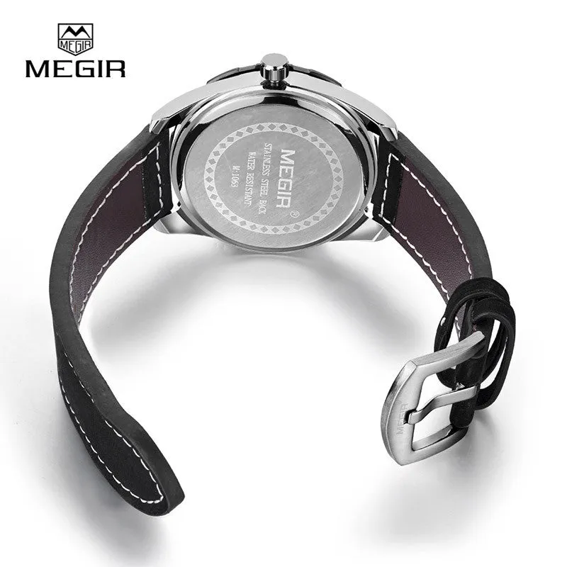 Megir hot men's watches fashion leather quartz watch man relogio top brand wrist watch luxury male luminous hour