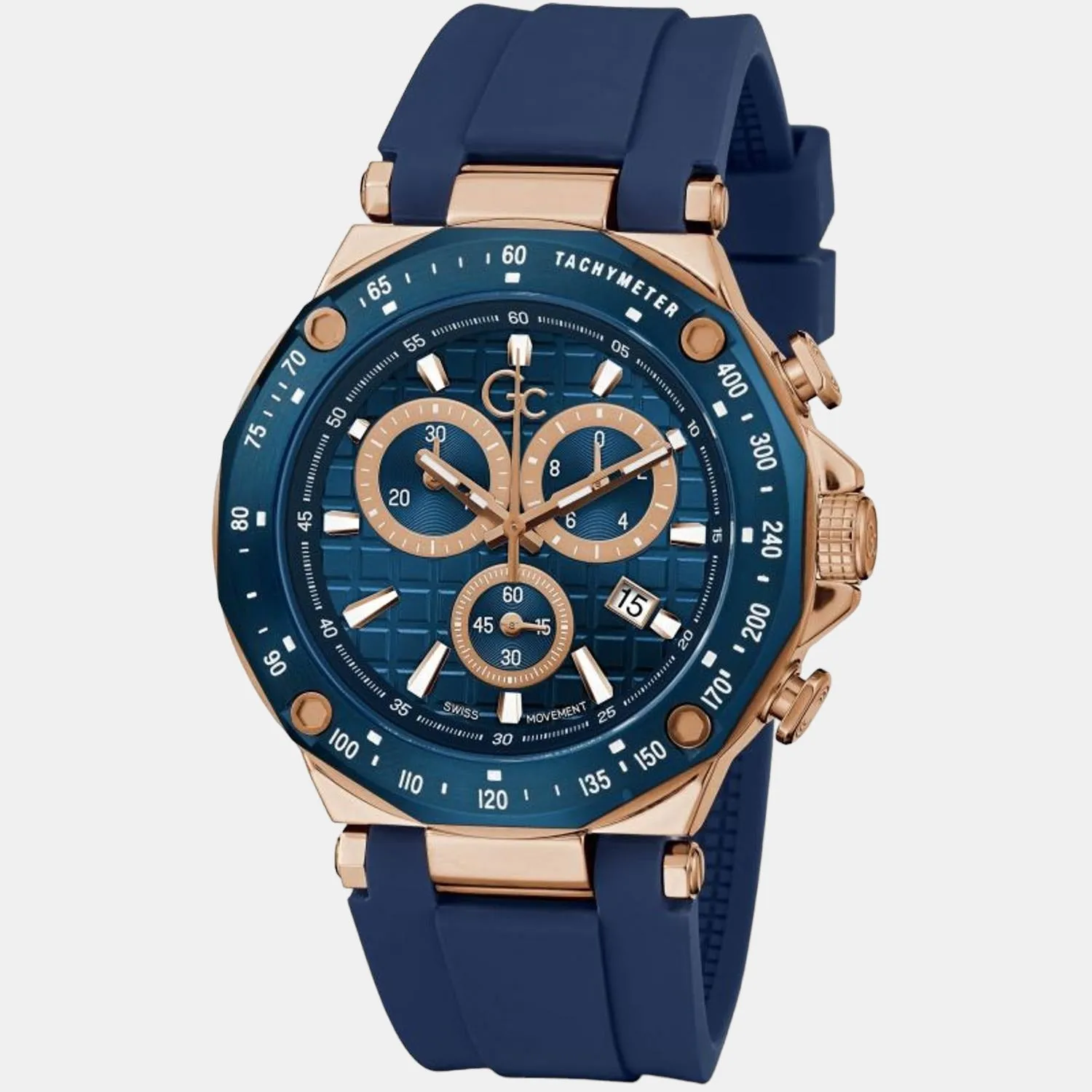 Men Blue Silicon Chronograph Watch Y81007G7MF