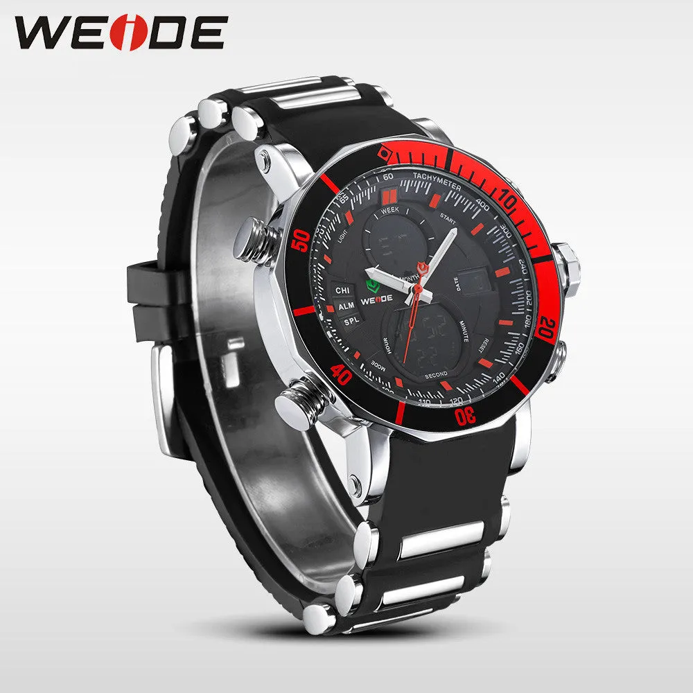 Men Sports Series Luxury Logo Multi-functional Analog Quartz Digital Alarm Stopwatch Big Clock For Man