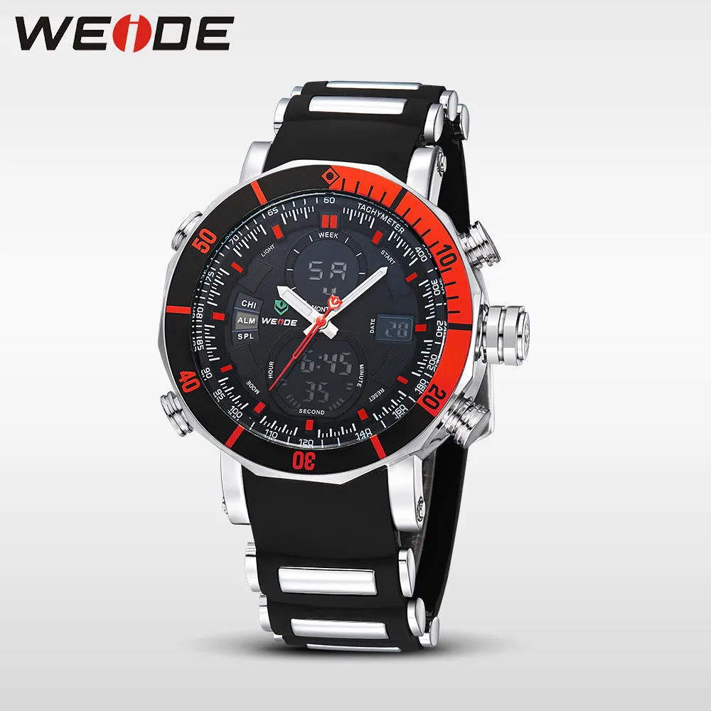 Men Sports Series Luxury Logo Multi-functional Analog Quartz Digital Alarm Stopwatch Big Clock For Man