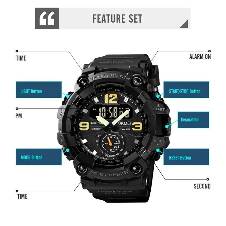 Men's SKMEI 1637 Large Dial Sports Watch - Shockproof Digital Display for Outdoor Adventures