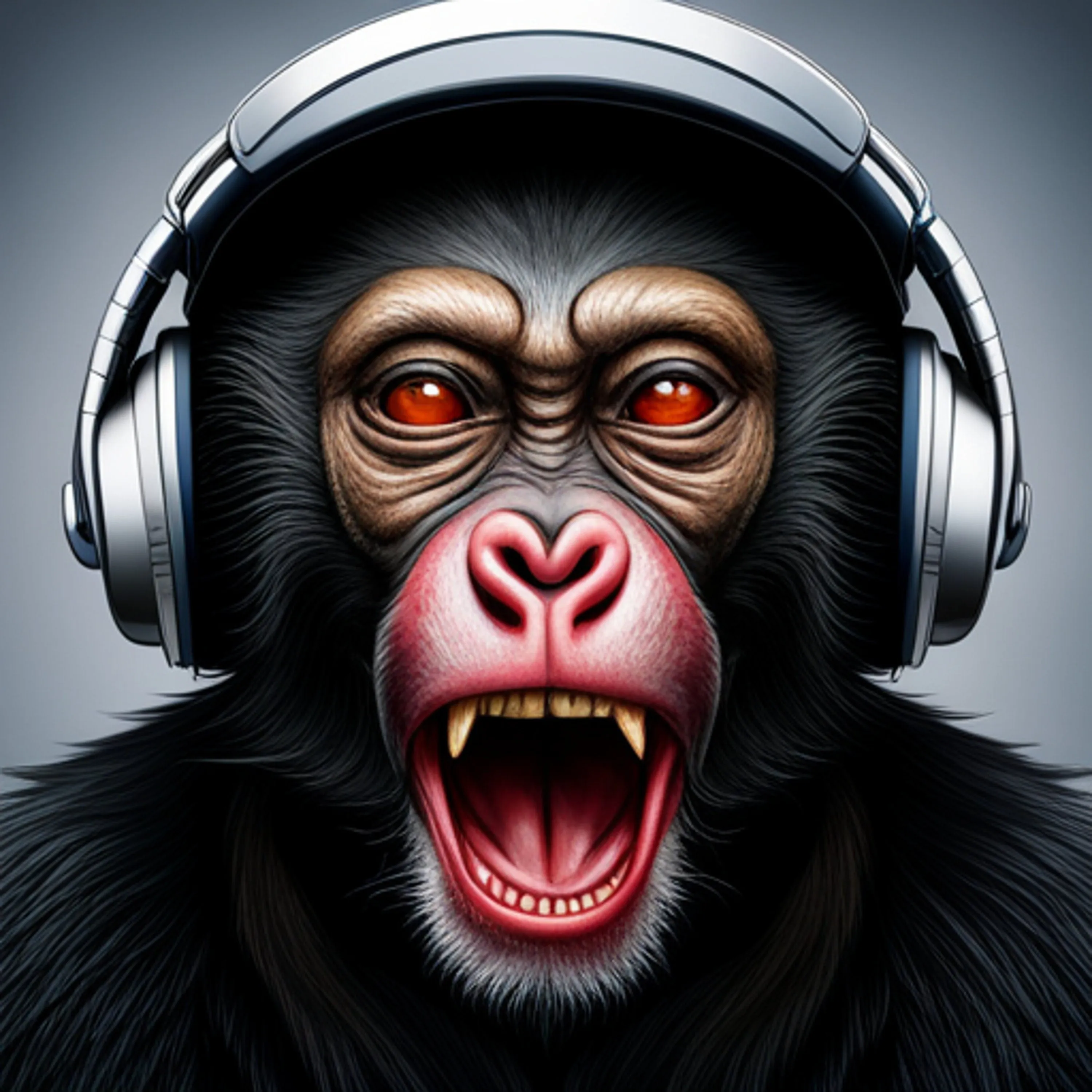 Monkey art print  ,monkey in headphones  Poster, Monkey poster ,monkey wall art ,art decor,monkey  art print