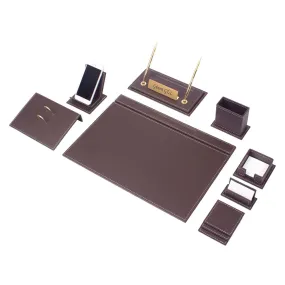 MOOG Luxury Desk Set-12 Accessories -Brown - 12 PCS