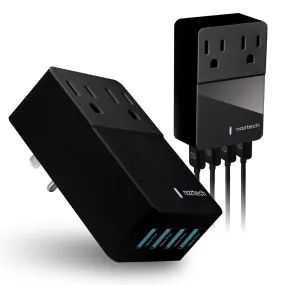 Naztech Fast Multi-Device Charger 2 Outlets 4 USB Port Black