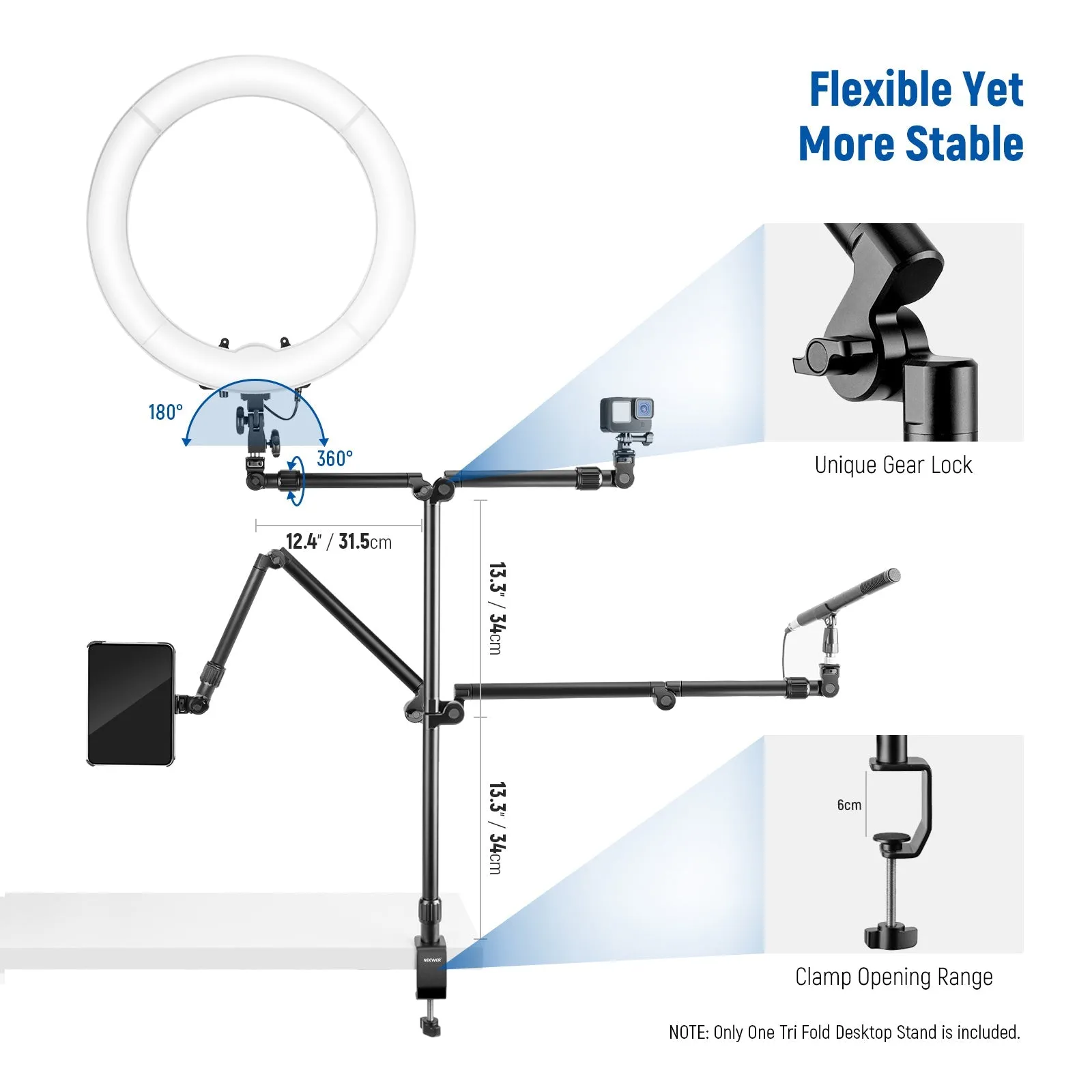 NEEWER C Clamp Webcam Stand Camera Mount