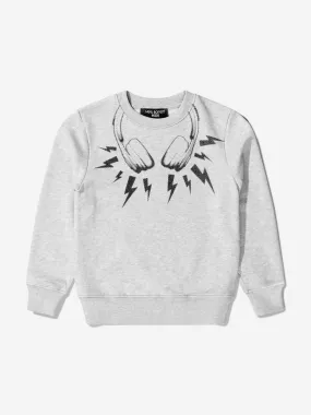 Neil Barrett Boys Cotton Headphones Print Sweatshirt